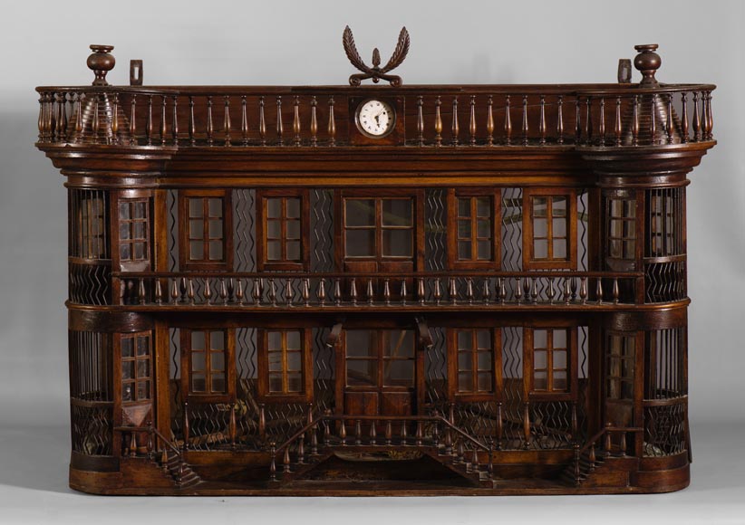 Rare cage à oiseaux ancienne en forme de château miniature, fin du XIXè siècle-1