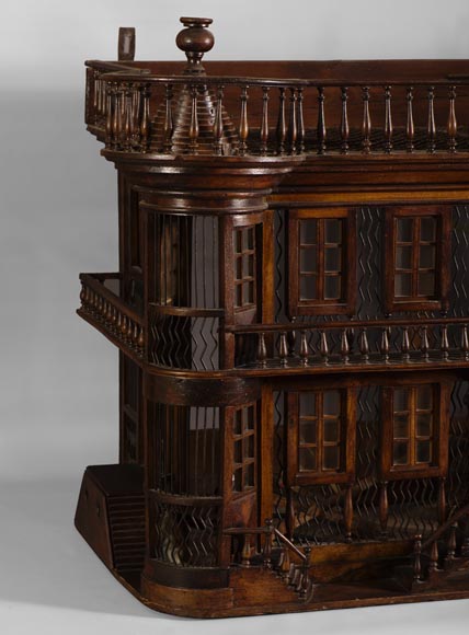 Rare cage à oiseaux ancienne en forme de château miniature, fin du XIXè siècle-2