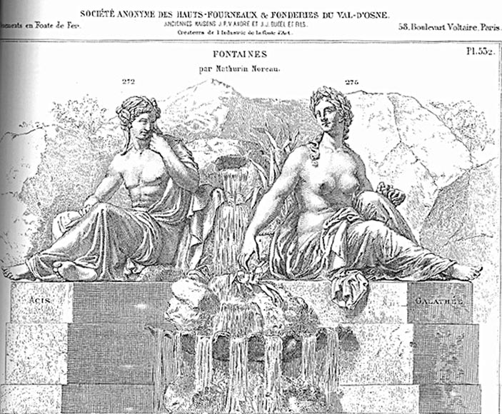 "Acis and Galatea", exceptional set of Val d'Osne cast iron statues forming a fountain from the Château du Pian near Bordeaux_fr