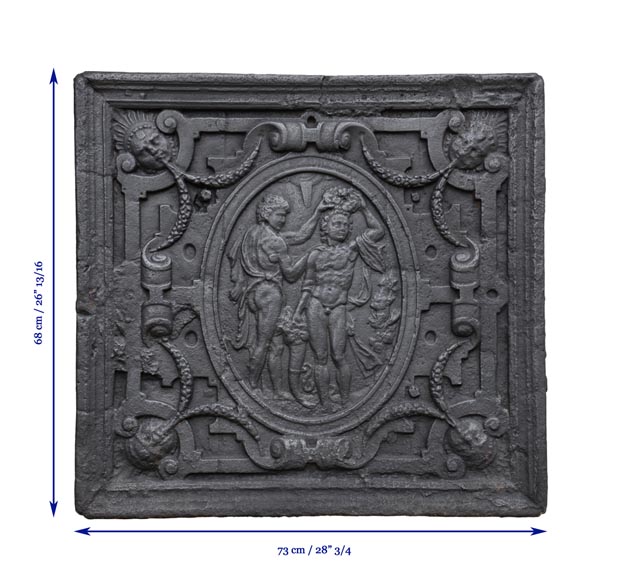 Scène de couronnement, plaque de cheminée ancienne du XVIIè siècle-6