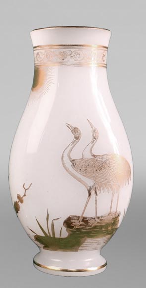 BACCARAT, Paire de vases aux échassiers, vers 1880-1