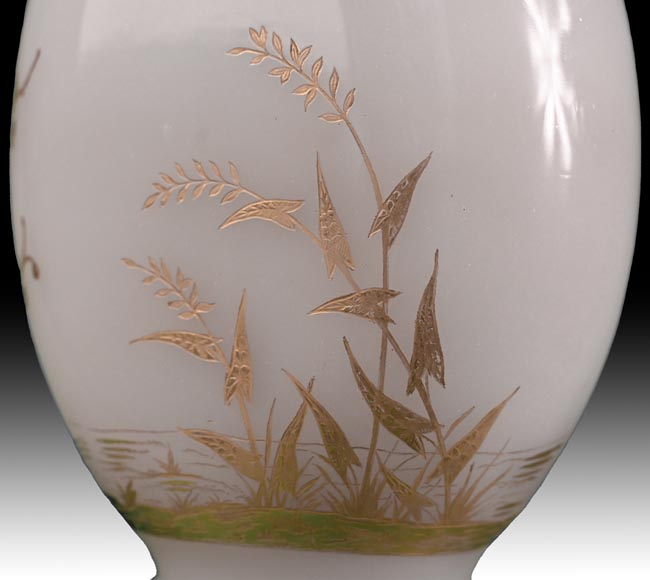 BACCARAT, Paire de vases aux échassiers, vers 1880-8