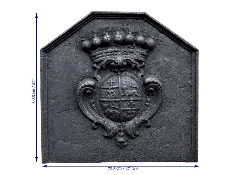 Plaque de cheminée ancienne aux armes de la famille Joly, XVIIIème siècle-7