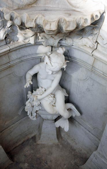 Monumentale Fontaine de jardin en marbre de Carrare et marbre Statuaire attribuée à Rudolf Weyr, Vienne, fin du XIXè siècle-8