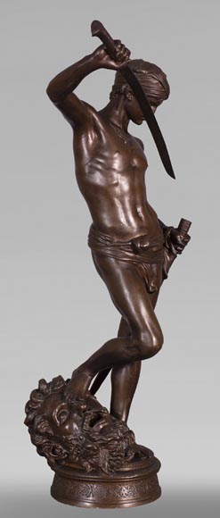 Antonin MERCIÉ (1845-1916) - DAVID et GOLIATH en bronze à patine brune-2