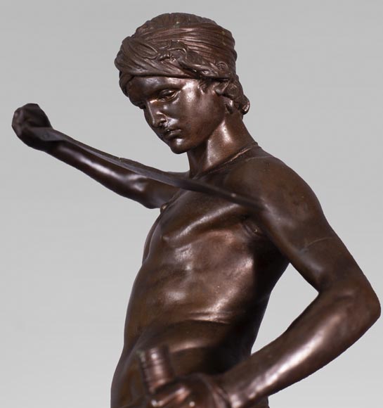 Antonin MERCIÉ (1845-1916) - DAVID et GOLIATH en bronze à patine brune-3