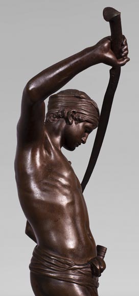 Antonin MERCIÉ (1845-1916) - DAVID et GOLIATH en bronze à patine brune-4