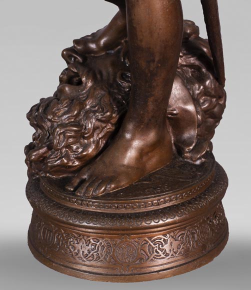 Antonin MERCIÉ (1845-1916) - DAVID et GOLIATH en bronze à patine brune-6