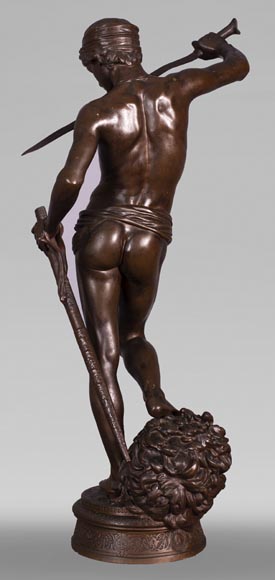 Antonin MERCIÉ (1845-1916) - DAVID et GOLIATH en bronze à patine brune-7