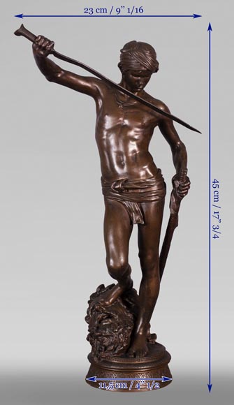 Antonin MERCIÉ (1845-1916) - DAVID et GOLIATH en bronze à patine brune-11