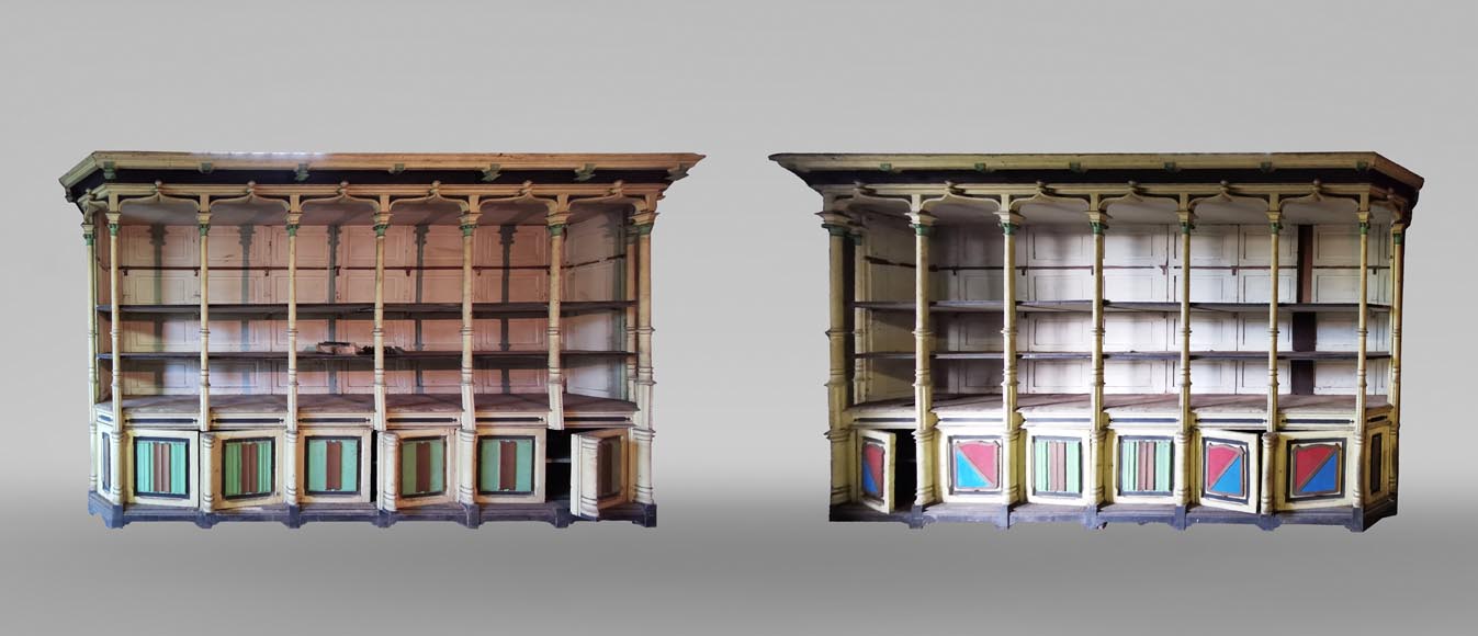 Paire de meubles de présentation de magasins néo-gothique, vers 1870-0