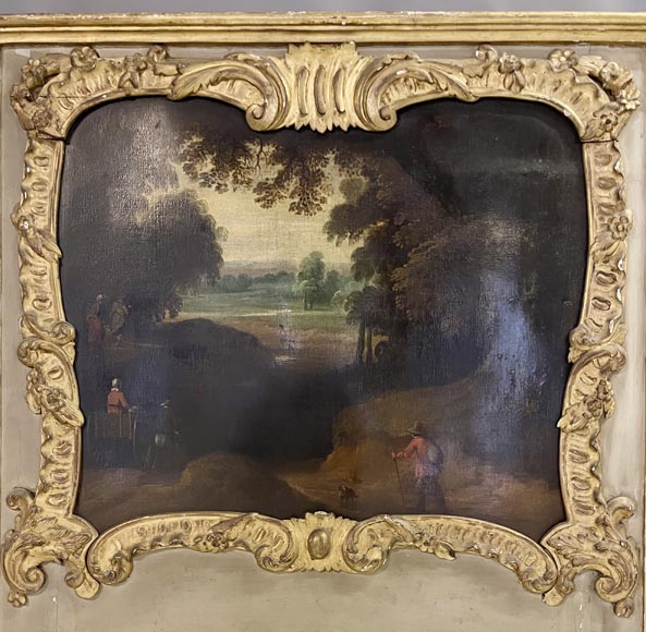 Trumeau d'époque Louis XV au paysage peint-6