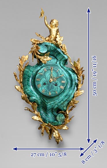 Cartel d'applique de style Napoléon III en bronze et malachite-14