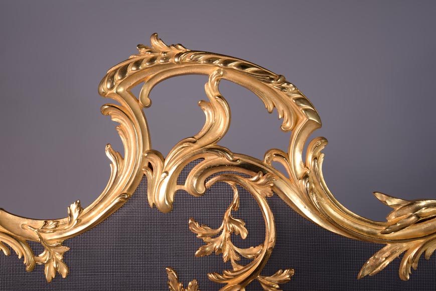 Pare-étincelle de style Louis XV avec un décor de torche-4