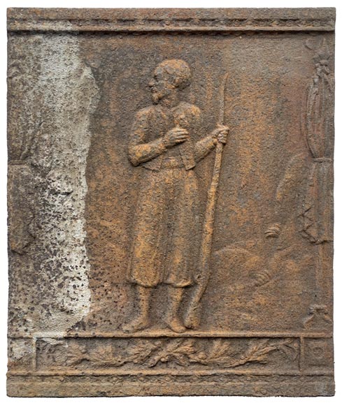 Plaque de cheminée décorée d’une figure de « zouave »-0