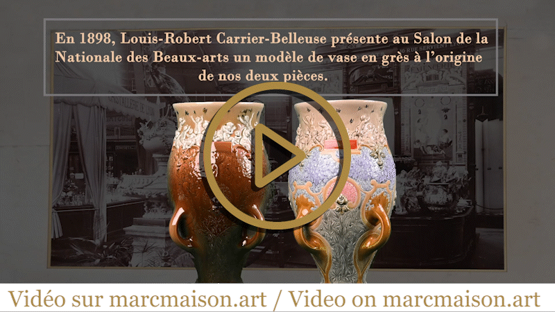 Louis-Robert CARRIER-BELLEUSE (1848 - 1913) et FAÏENCERIE DE CHOISY LE ROI (1863 - 1938) : "Enfants et Papillons"-0