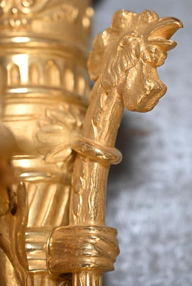 Paire d'appliques de style Louis XVI en bronze doré en forme de carquois-6