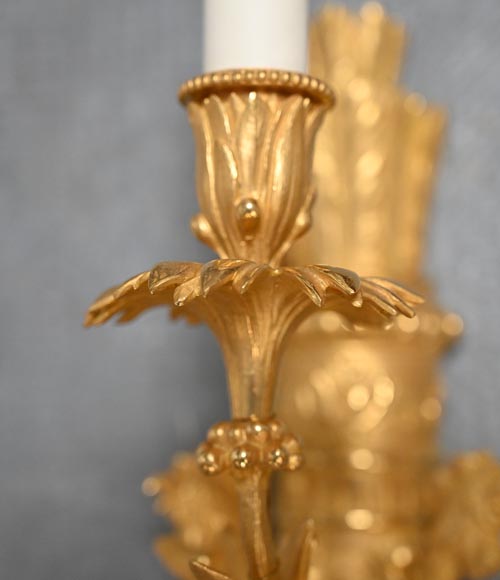 Paire d'appliques de style Louis XVI en bronze doré en forme de carquois-7