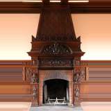 Cheminée ancienne néogothique provenant d'une pièce de boiserie somptueuse