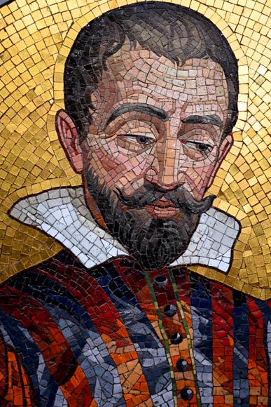 Attribué à Antonio Salviati (Vincenza, 1816 - Venise, 1890), portrait en mosaïque de Bernard Palissy Attribué à Antonio Salviati (Vincenza, 1816 - Venise, 1890), portrait en mosaïque de Bernard Palissy-1