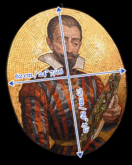 Attribué à Antonio Salviati (Vincenza, 1816 - Venise, 1890), portrait en mosaïque de Bernard Palissy Attribué à Antonio Salviati (Vincenza, 1816 - Venise, 1890), portrait en mosaïque de Bernard Palissy-9