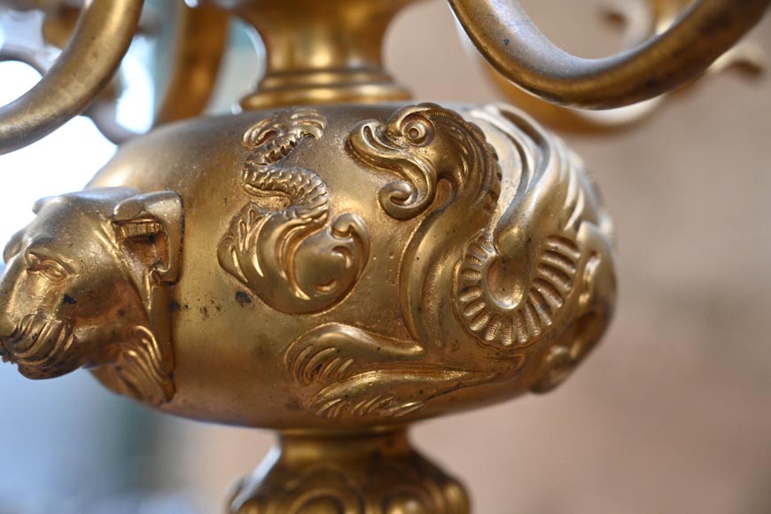 Lustre de billard d’époque Napoléon III en bronze doré Lustre de billard d’époque Napoléon III en bronze doré-9