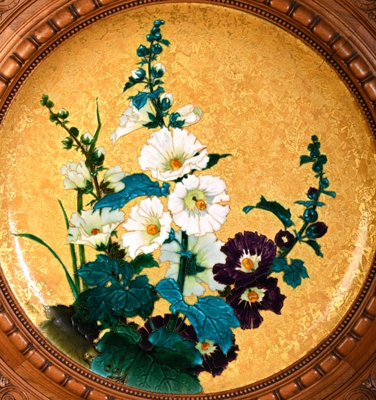 MILET & DIFFLOTH – Plat d'ornement en céramique émaillée au décor de fleurs des champs MILET & DIFFLOTH – Plat d'ornement en céramique émaillée au décor de fleurs des champs-1