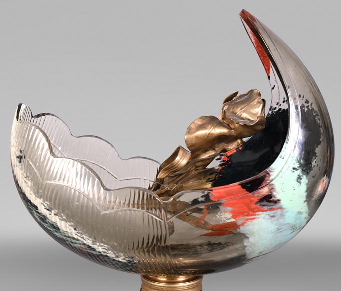 D'après l'Escalier de CRISTAL, François-Eugène ROUSSEAU et Ernest LÉVEILLÉ, vase Japonesque en verre polychrome ceint d'un iris en bronze doré D'après l'Escalier de CRISTAL, François-Eugène ROUSSEAU et Ernest LÉVEILLÉ, vase Japonesque en verre polychrome ceint d'un iris en bronze doré-8