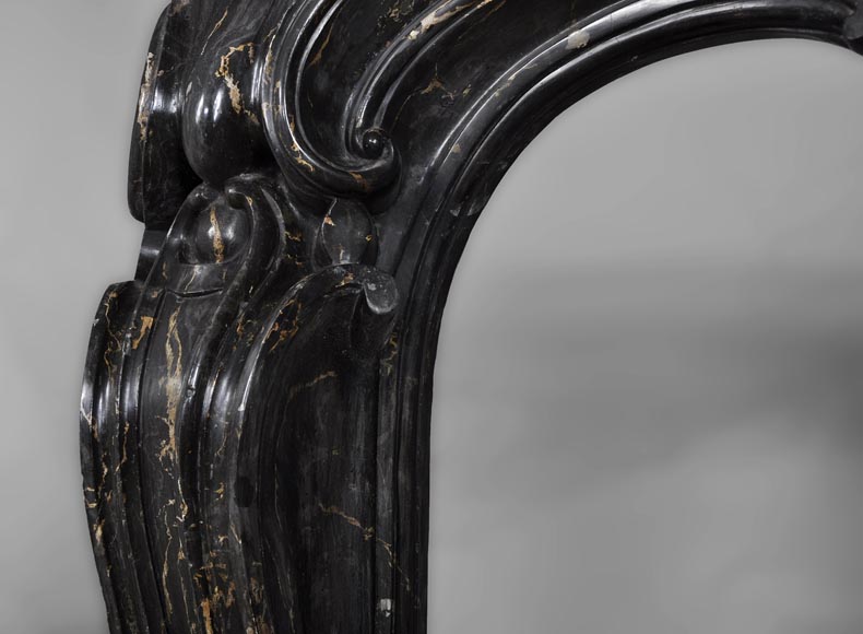 Cheminée ancienne de style Napoléon III en scagliola imitation marbre Portor-5