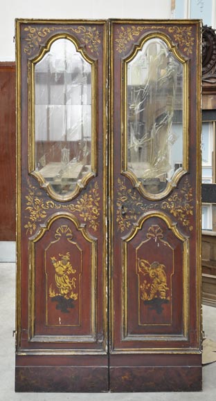 Belle double porte ancienne à décor de chinoiseries-0
