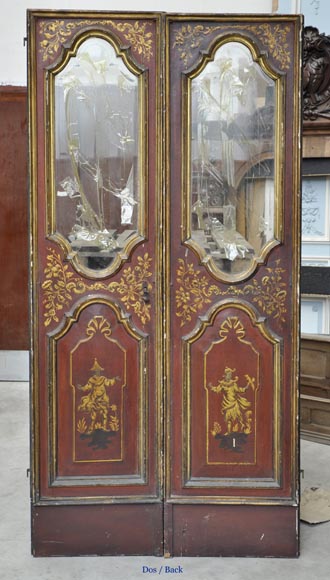 Belle double porte ancienne à décor de chinoiseries-6