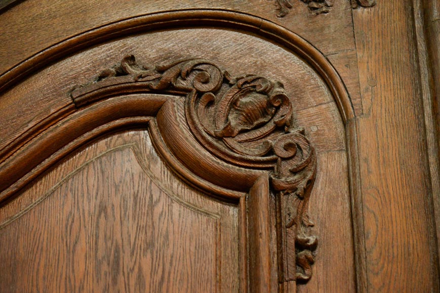 Importante et rare porte cochère d'immeuble Haussmannien en chêne, fin du XIXè siècle-9