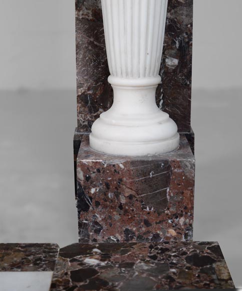 Cheminée de style neo Louis XVI en marbre imperator et statuaire-8