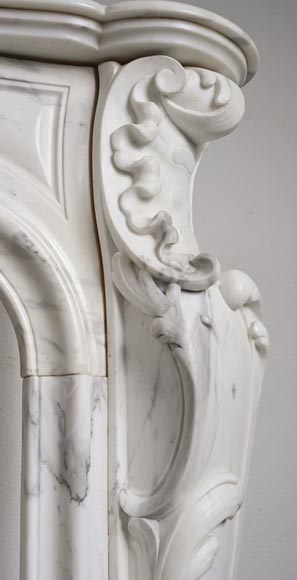 Cheminée de style Louis XV en marbre statuaire veiné-12