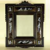Paul Soyer : Miroir aux putti. Email en grisaille sur fond or, bois noirci.
