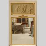 Trumeau XIXe au miroir et peinture de putti du XVIIIe.