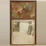 Trumeau au miroir et tableau au bouquet de fleurs