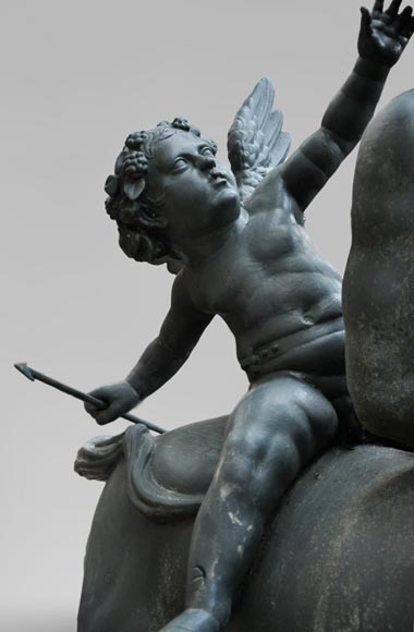  "Old centaur teased by Eros", antique garden statue in cast iron_fr