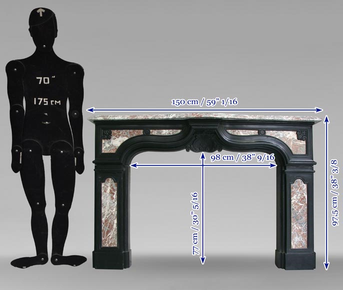Cheminée XVIIIe siècle en deux couleurs de marbre  Cheminée XVIIIe siècle en deux couleurs de marbre -5