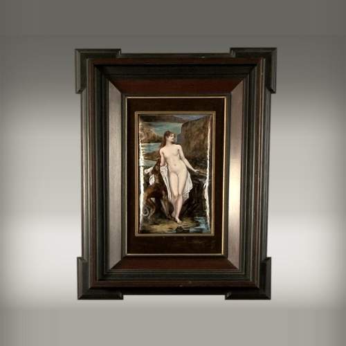 Jeanne LEMERLE-SOYER : "Diane" Email polychrome peint sur cuivre, 1909