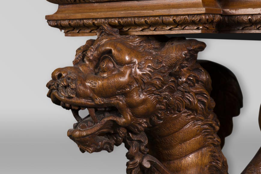 La desserte aux lions ailés  provenant d'un exceptionnel ensemble mobilier réalisé par Moïse Michelangelo Guggenheim pour le Palazzo Papadopoli de Venise, Italie La desserte aux lions ailés  provenant d'un exceptionnel ensemble mobilier réalisé par Moïse Michelangelo Guggenheim pour le Palazzo Papadopoli de Venise, Italie-6