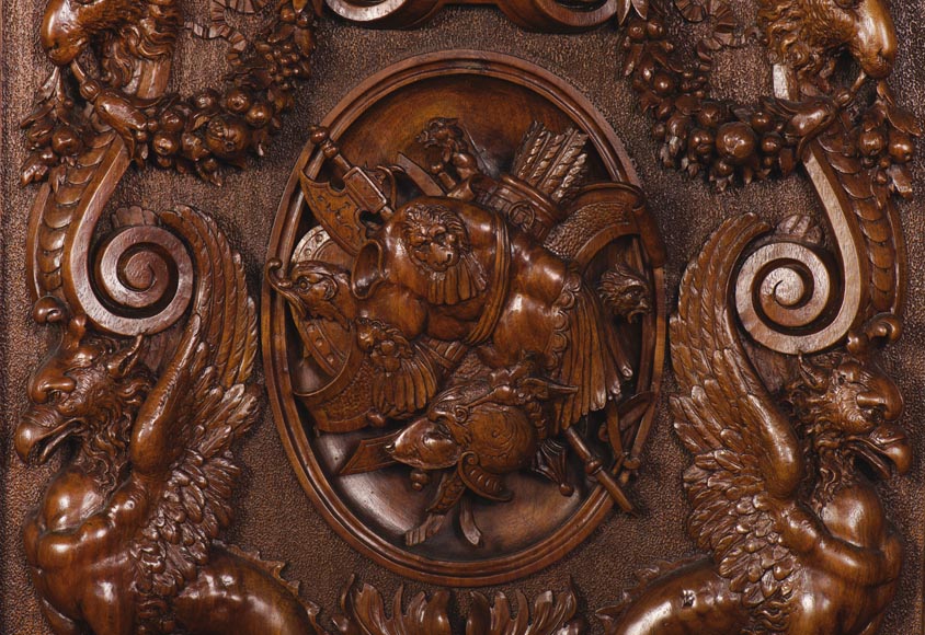 Une somptueuse crédence sculptée provenant d'un exceptionnel ensemble mobilier réalisé par Moïse Michelangelo Guggenheim pour le Palazzo Papadopoli de Venise, Italie Une somptueuse crédence sculptée provenant d'un exceptionnel ensemble mobilier réalisé par Moïse Michelangelo Guggenheim pour le Palazzo Papadopoli de Venise, Italie-9