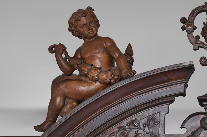 Belle salle à manger en noyer sculpté estampillée par l'ébéniste Paul Mazaroz Belle salle à manger en noyer sculpté estampillée par l'ébéniste Paul Mazaroz-3