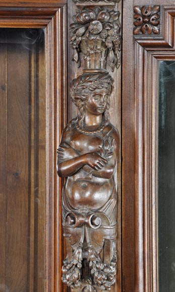 Belle salle à manger en noyer sculpté estampillée par l'ébéniste Paul Mazaroz Belle salle à manger en noyer sculpté estampillée par l'ébéniste Paul Mazaroz-5