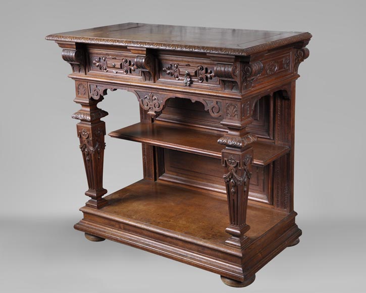 Belle salle à manger en noyer sculpté estampillée par l'ébéniste Paul Mazaroz Belle salle à manger en noyer sculpté estampillée par l'ébéniste Paul Mazaroz-14