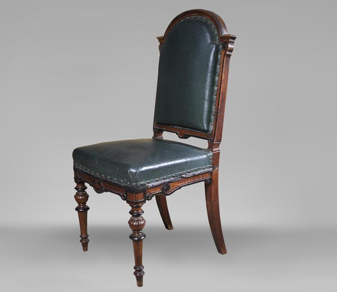 Belle salle à manger en noyer sculpté estampillée par l'ébéniste Paul Mazaroz Belle salle à manger en noyer sculpté estampillée par l'ébéniste Paul Mazaroz-16