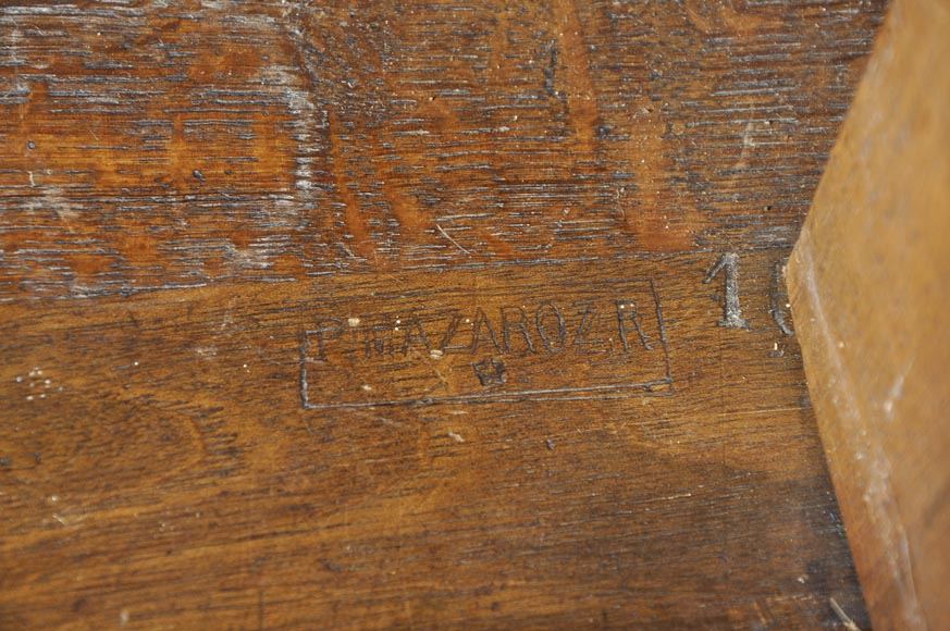 Belle salle à manger en noyer sculpté estampillée par l'ébéniste Paul Mazaroz Belle salle à manger en noyer sculpté estampillée par l'ébéniste Paul Mazaroz-17