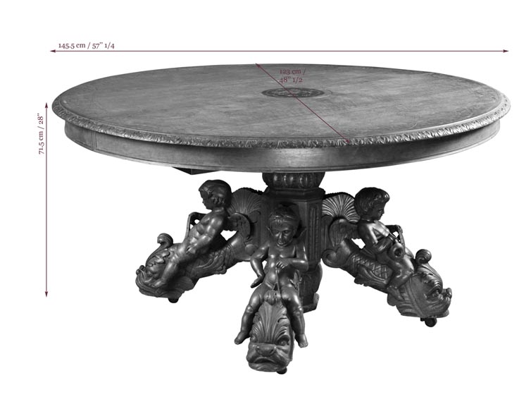 Belle salle à manger en noyer sculpté estampillée par l'ébéniste Paul Mazaroz Belle salle à manger en noyer sculpté estampillée par l'ébéniste Paul Mazaroz-20