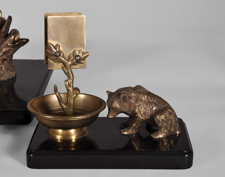 Nikolai Iwanowitsch Lieberich (modèle de) pour la Fonderie Woerffel à Saint-Pétersbourg - Nécessaire à écrire aux ours en bronze et marbre noir Nikolai Iwanowitsch Lieberich (modèle de) pour la Fonderie Woerffel à Saint-Pétersbourg - Nécessaire à écrire aux ours en bronze et marbre noir-5