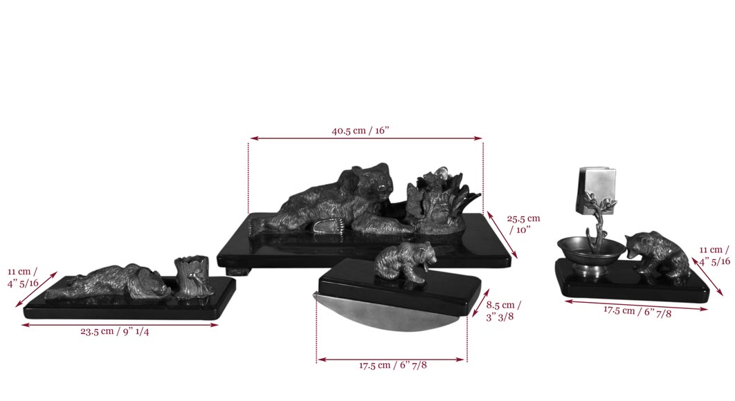 Nikolai Iwanowitsch Lieberich (modèle de) pour la Fonderie Woerffel à Saint-Pétersbourg - Nécessaire à écrire aux ours en bronze et marbre noir Nikolai Iwanowitsch Lieberich (modèle de) pour la Fonderie Woerffel à Saint-Pétersbourg - Nécessaire à écrire aux ours en bronze et marbre noir-16